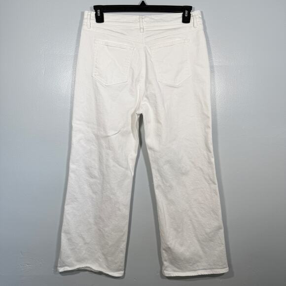 LOFT White Wide Leg Jeans 12P Petite High Rise Denim Pants Summer - Picture 2 of 7